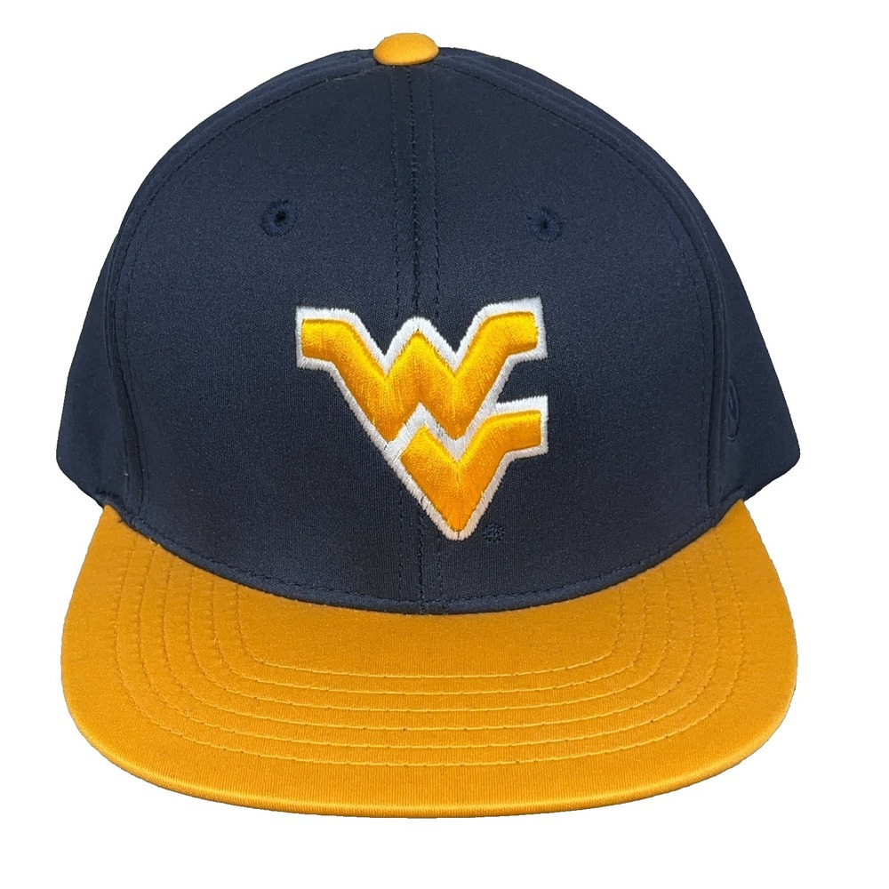 West Virginia Mountaineers Hat Cap Snapback WVU Blue Yellow Plain Logo Adult